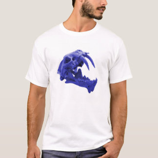 青いSabretoothのトラのスカルのワイシャツ Tシャツ