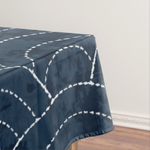 青いSashiko テーブルクロス