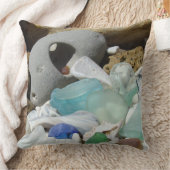 青いSeaglassのカスタムな装飾用クッションの海ガラス クッション (ブランケット)