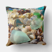 青いSeaglassのカスタムな装飾用クッションの海ガラス クッション (裏面)