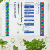 青いShropshire連合運河のルートマップのイギリスの水路 キッチンタオル (折り畳み)