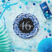 青いSweet sixteenの光っているライト ペーパープレート (パーティー)