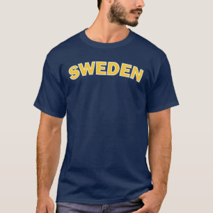 青いTシャツのスウェーデンの黄色 Tシャツ