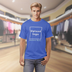 青いTシャツの王室の会社名とロゴ Tシャツ