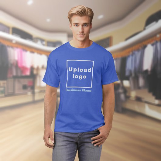 青いTシャツの王室の会社名とロゴ Tシャツ
