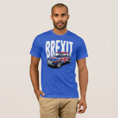 青いTシャツのBrexitのクラシックな小型車 Tシャツ (正面フル)