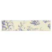 青いToileのフランスのな国の天使パターン ショートテーブルランナー (横)