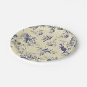 青いToileのフランスのな国の天使パターン ペーパープレート (アングル)