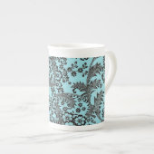 青いToile ボーンチャイナマグカップ (正面右)