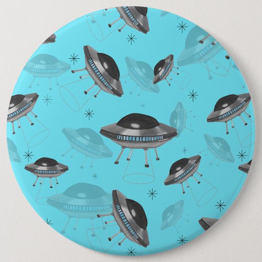 青いUFOボタン 缶バッジ (正面)