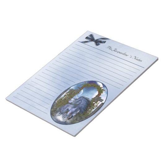 青いUnicorn 1メモ帳11x8.5 ノートパッド (アングル)