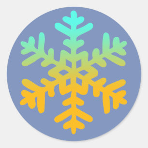 青いUrangeの雪片のステッカー ラウンドシール