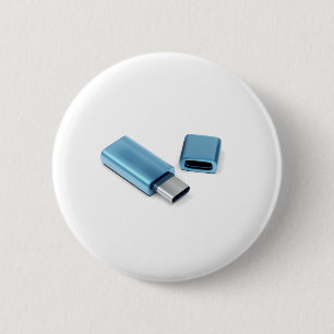 青いusb-cフラッシュスティック 缶バッジ