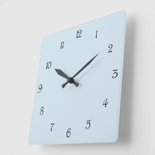 青いwccn上の黒いスクリ淡い色のプト番号 スクエア壁時計 (傾斜)