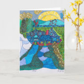 青いWeathervanesの幸せな家 カード (黄色い花)