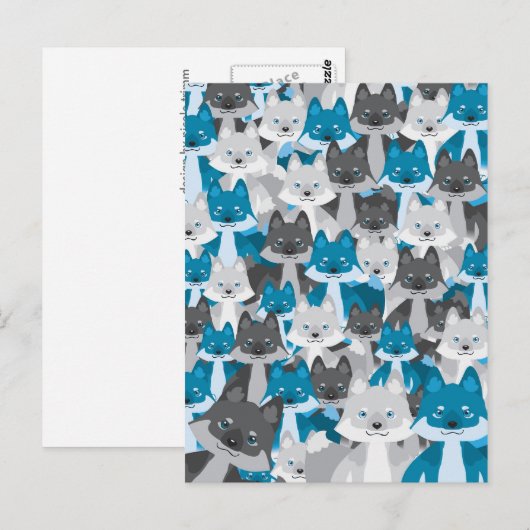 青いWolfieはがき ポストカード (正面/裏面)