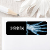 青いX線スケルトンの手の機密ラベル ラベル (インサイチュ)