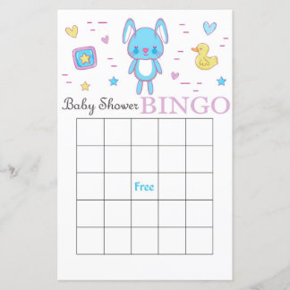 青うさぎ赤ちゃんシャワービンゴカード