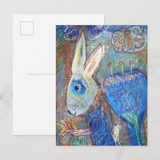 青うさぎ ポストカード (正面/裏面)