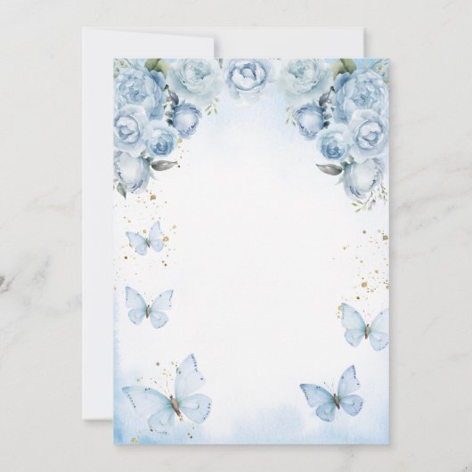 青うちの小さな蝶は一つの金ゴールドを回している 招待状 (裏面)