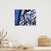 青うつ水の色絵画の ポスター (キッチン)