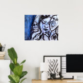 青うつ水の色絵画の ポスター (ホームオフィス)