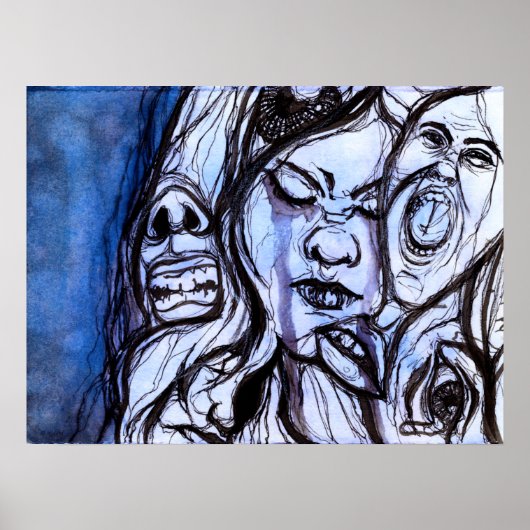 青うつ水の色絵画の ポスター (正面)