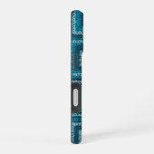 青おばあちゃんの四角いパターン iPhone 16ケース (右側面)