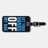 青おもしろいい手を私のバッグ ラゲッジタグ (正面横)