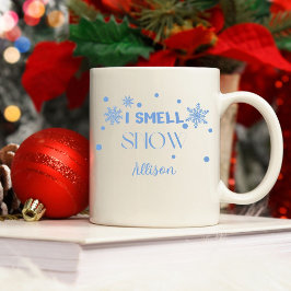 青おもしろいいIは雪のコーヒーマグの香り コーヒーマグカップ
