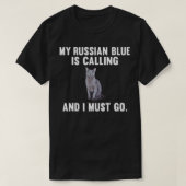 青おもしろいがロシアの鳴って猫を飼わなくちゃ Tシャツ (デザイン正面)