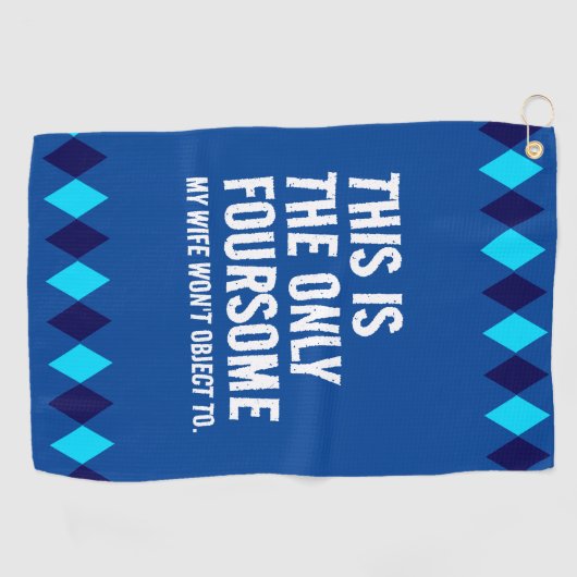 青おもしろいこれアーガイルが4人の唯一の… ゴルフタオル (横)