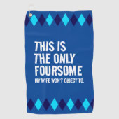 青おもしろいこれアーガイルが4人の唯一の… ゴルフタオル (正面)