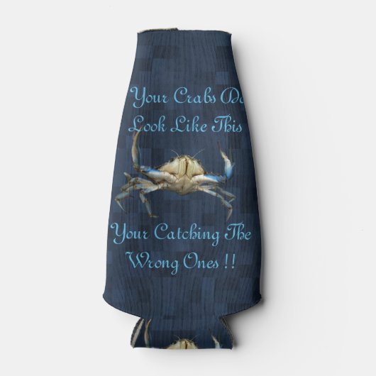 青おもしろいでカニのロゴを引く ボトルクーラー (正面)