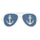 青おもしろいと白の航海のいかりパーティー アビエーターサングラス (正面)