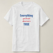 青おもしろいと赤あなたが聞いたすべてを引用文 Tシャツ (デザイン正面)