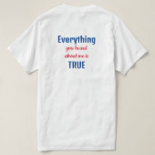 青おもしろいと赤あなたが聞いたすべてを引用文 Tシャツ (デザイン裏面)