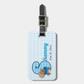 青おもしろいの文字Sのリスアーガイル ラゲッジタグ (正面縦)