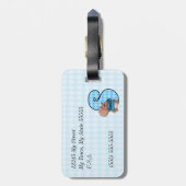 青おもしろいの文字Sのリスアーガイル ラゲッジタグ (裏面縦)