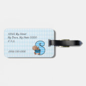 青おもしろいの文字Sのリスアーガイル ラゲッジタグ (裏面横)