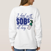 青おもしろいナース2面タイポグラフィ酸素SOB スウェットシャツ (裏面)