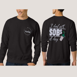 青おもしろいナース2面タイポグラフィ酸素SOB スウェットシャツ