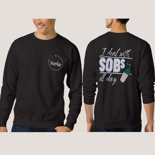 青おもしろいナース2面タイポグラフィ酸素SOB スウェットシャツ