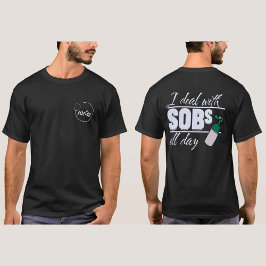 青おもしろいナース2面タイポグラフィ酸素SOB Tシャツ