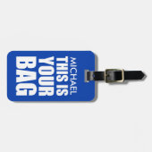 青おもしろいバッグ注意旅行 ラゲッジタグ (正面横)
