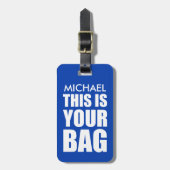 青おもしろいバッグ注意旅行 ラゲッジタグ (正面縦)