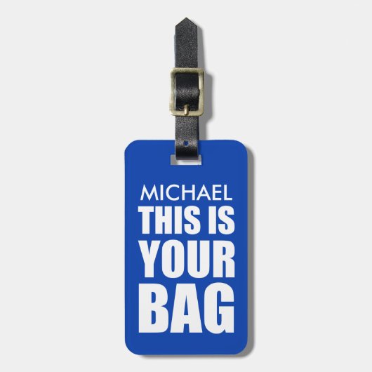 青おもしろいバッグ注意旅行 ラゲッジタグ (正面縦)