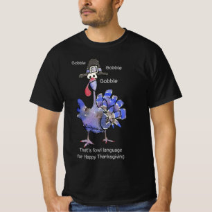 青おもしろい七面鳥ゴブダークTシャツ Tシャツ