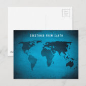 青おもしろい世界地図 ポストカード (正面/裏面)