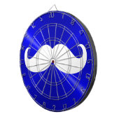 青おもしろい地（メタル）の白い口ひげ ダーツボード (正面右)